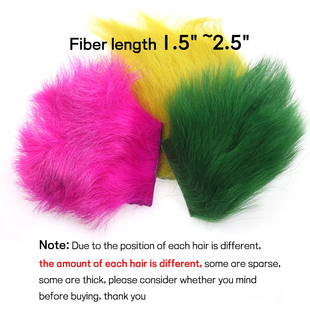 Bimoo, 1 unidad, 6x6CM, parche de piel atado de cabra para paracaídas, Mini pelo de oveja para atar plantilla, señuelo, serpentinas, Chartreuse, naranja - imagen 3