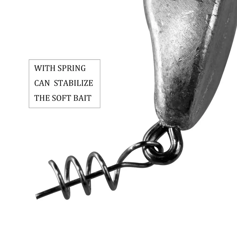 THKFISH-anzuelos de pesca ponderados, 5 uds., 3,5g, 5g, 7g, 10g, 15g, plomo, tornillo, cabeza de plantilla, gancho compensado con bloqueo giratorio de resorte - imagen 4