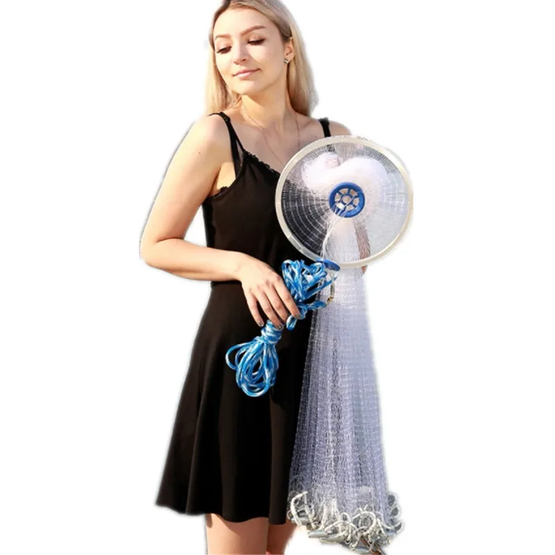 Hilo de pescar de monofilamento, Red de fundición de EE. UU., lanzamiento fácil, con anillo red de pesca, pesca de caza, red de arrastre, Mosca de malla pequeña - imagen 2