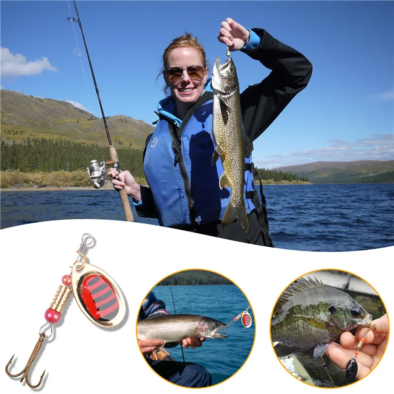 Cebo giratorio de pesca duro con anzuelos triples, señuelos de cuchara de Metal, 3g-12,5g, 16 unids/bolsa - imagen 5