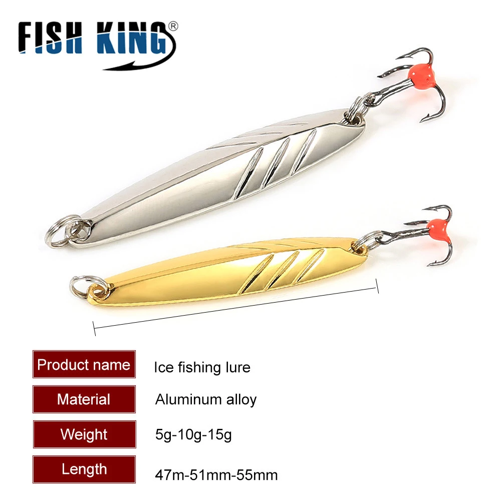 FISH KING-señuelo de pesca Artificial duro, accesorios de pesca en hielo, cuchara de Metal, 5/10/15g, Wobblers
