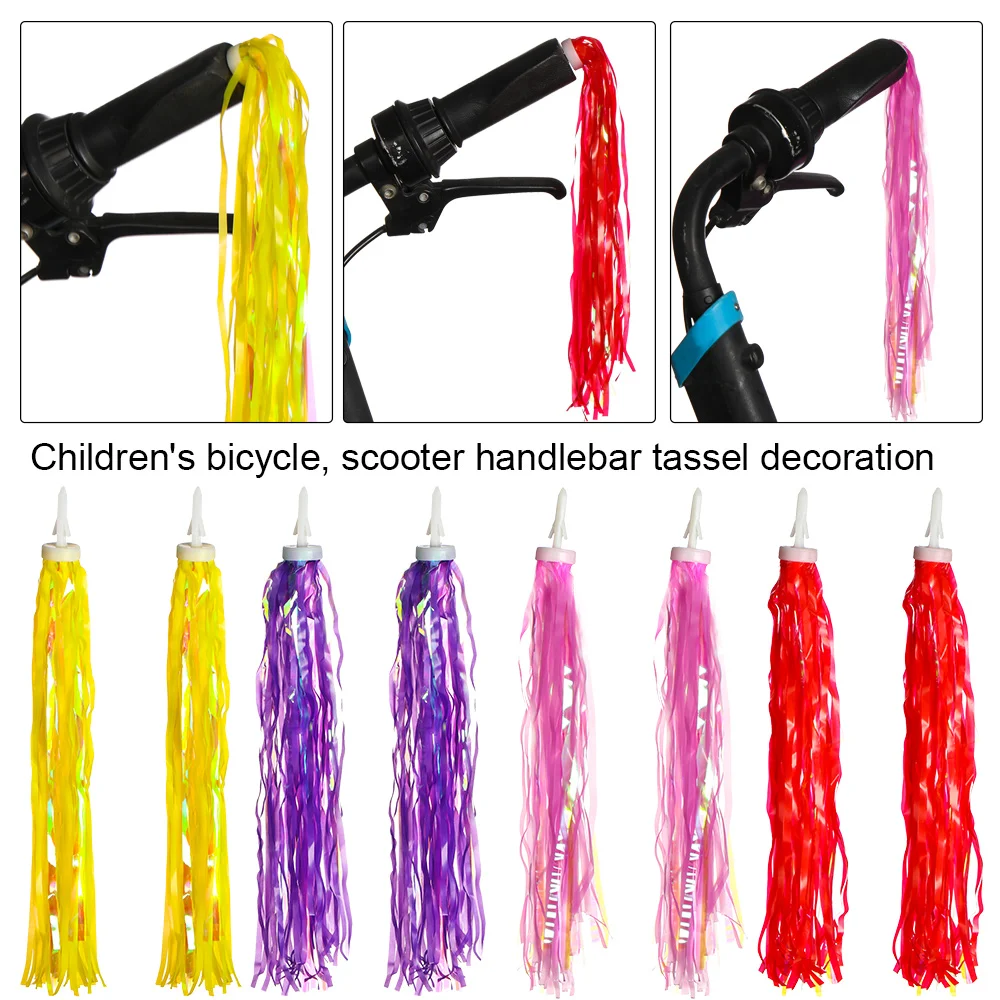 Accesorios para manillar de bicicleta, cintas coloridas con borlas de 14/30cm para niños y niñas, 2 unidades - imagen 3