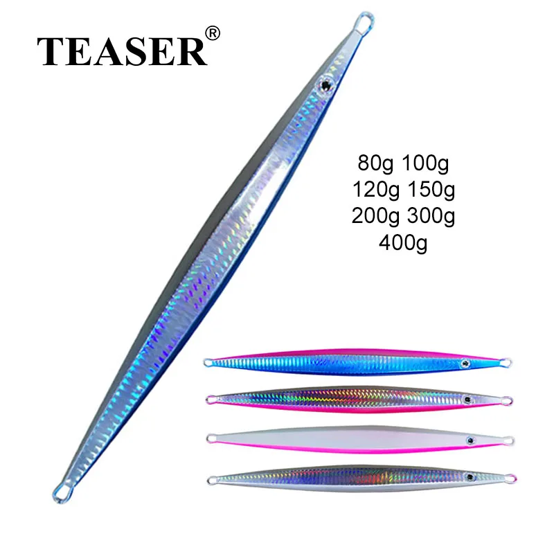 TEASER J19 80g 100g 120g 150g 200g 300g 400g Jigbait de pesca de hundimiento lento Metal Artificial agua salada pesca en mar Señuelos de Jigging - imagen 2