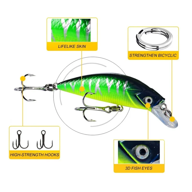 Señuelos de Pesca que se hunden, cebo duro de 6cm y 6g, Crankbait Artificial, aparejos de Pesca, 1 unidad - imagen 3