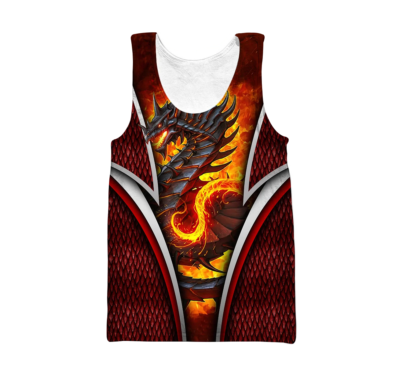 Camiseta sin mangas dragón fuego 3D – Chaleco moda urbana hombre - imagen 5