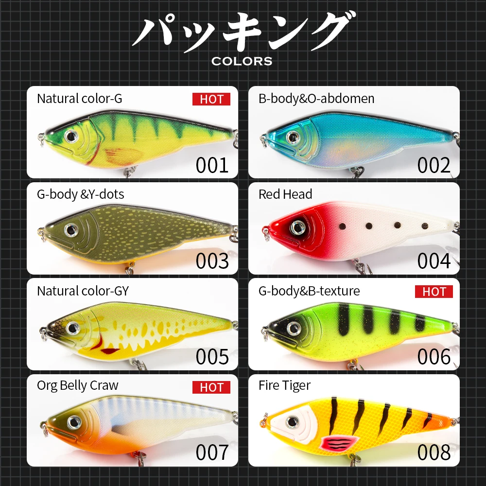 Hunthouse-señuelo de Pesca de Lucio, cebos de hundimiento lento, Crankbait Wobblers para aparejos de lubina de agua dulce LW518 - imagen 4