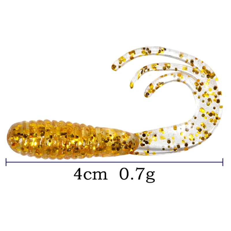 Señuelos de Pesca de cola de elfo, cebos blandos de silicona Artificial, anzuelos de gusano, aparejos de Pesca isca, 4cm, 0,7g, 1/5 unids/lote