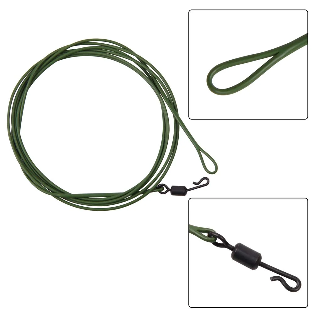 Línea de guía de pesca de carpa, líder de alambre de fluorocarbono fuerte con aparejos giratorios de cambio rápido, 1 pieza, 1M, 80lb - imagen 3