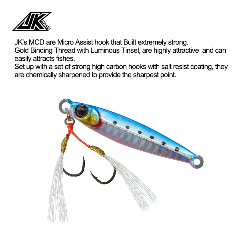 Anzuelos de luz para agua salada JK MCD, 5 #6 #8 #10 #12 #, pequeños, dobles, individuales, para Orilla, Jigging asistido - imagen 5
