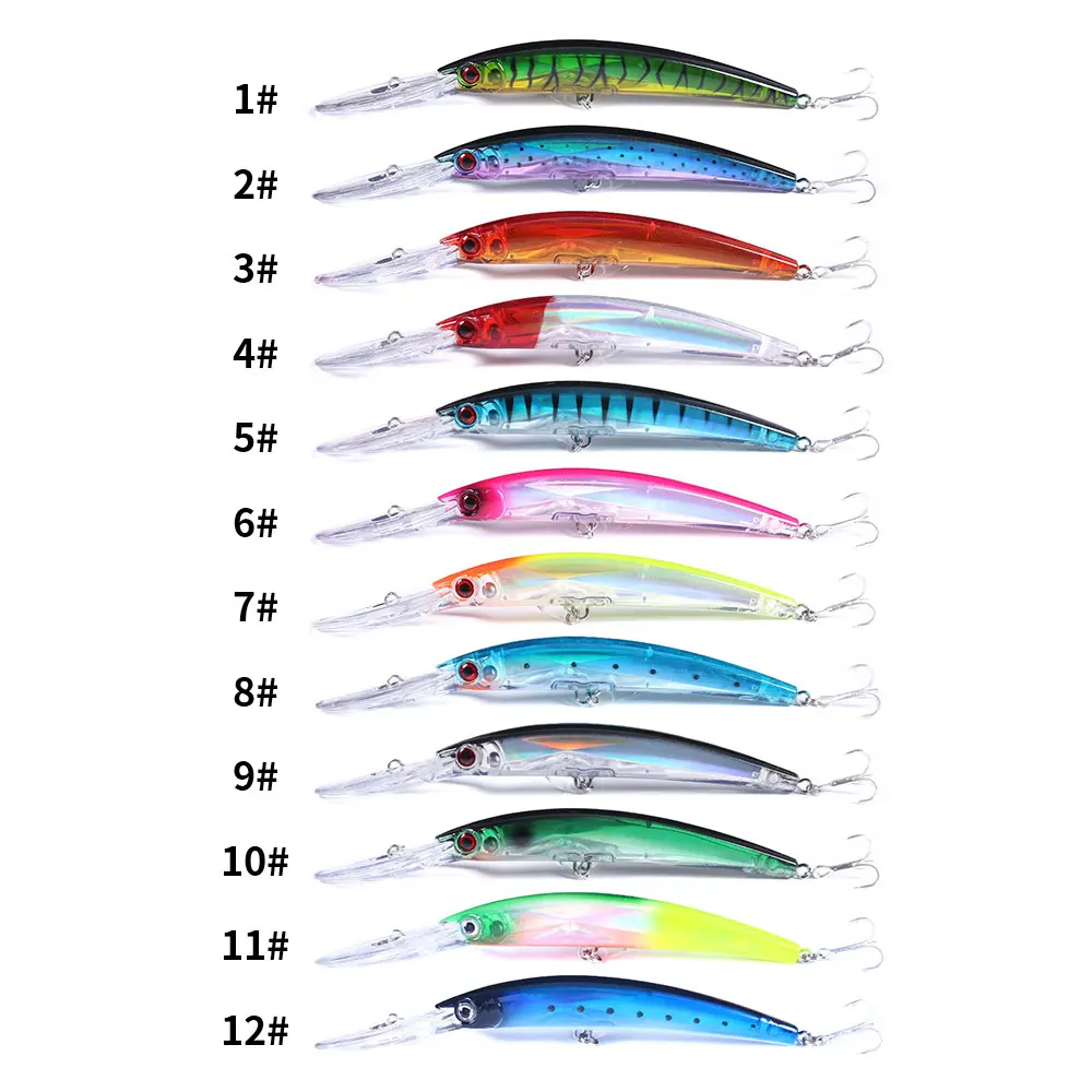 HENGJIA 17cm 23,5g Minnow señuelo de pesca láser cebo Artificial ojos 3D pesca Wobblers cebo Crankbaits aparejos de pesca buceo 2,5 m - imagen 5
