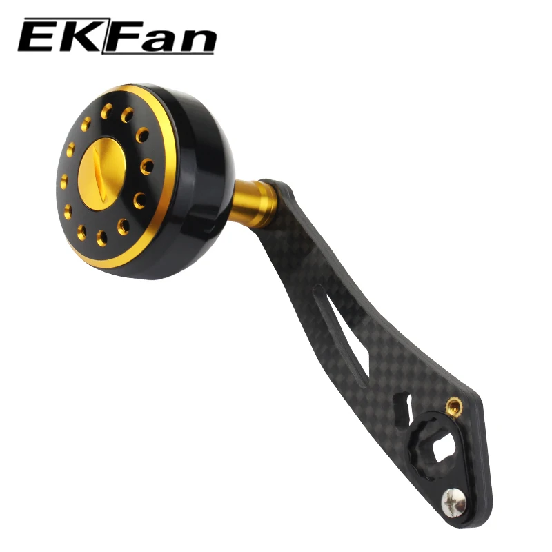 EKFan-mango de carrete de pesca con agujero de 7 y 8x4mm x 5mm, mango de fibra de carbono de 93MM, perilla de Metal para piezas de carrete de pesca, Baitcasting