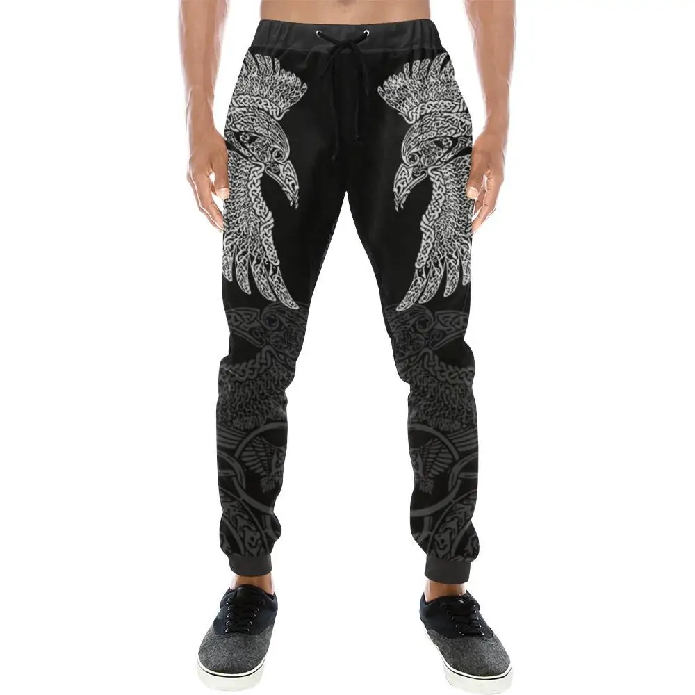 Pantalones Jogger Harajuku Tatuaje Cuervo 3D - Huginn y Muninn