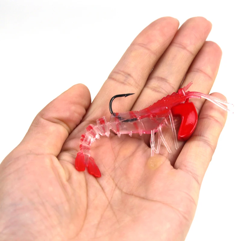 Señuelos de Camarón con cabeza de plomo, cebos blandos de mar para pesca, cebo Artificial de silicona, Swimbait, 5 uds. - imagen 2