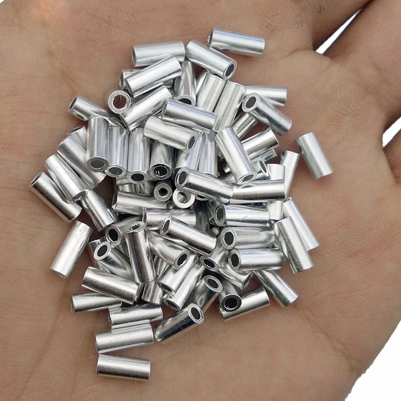 Manguito de crimpado de aluminio redondo blanco, 2000mm ~ 1,0mm, línea de conector de pesca, accesorios de tubo de pesca, aparejos, 2,0 Uds./lote - imagen 5