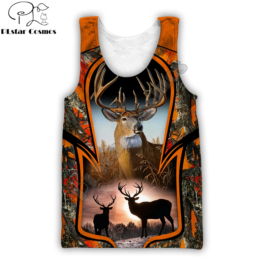 Animal Moose/Deer Hunting 3D Printed men vest Harajuku Fashion Sleeveless T-shirt summer streetwear Cool Unisex tank top BX018