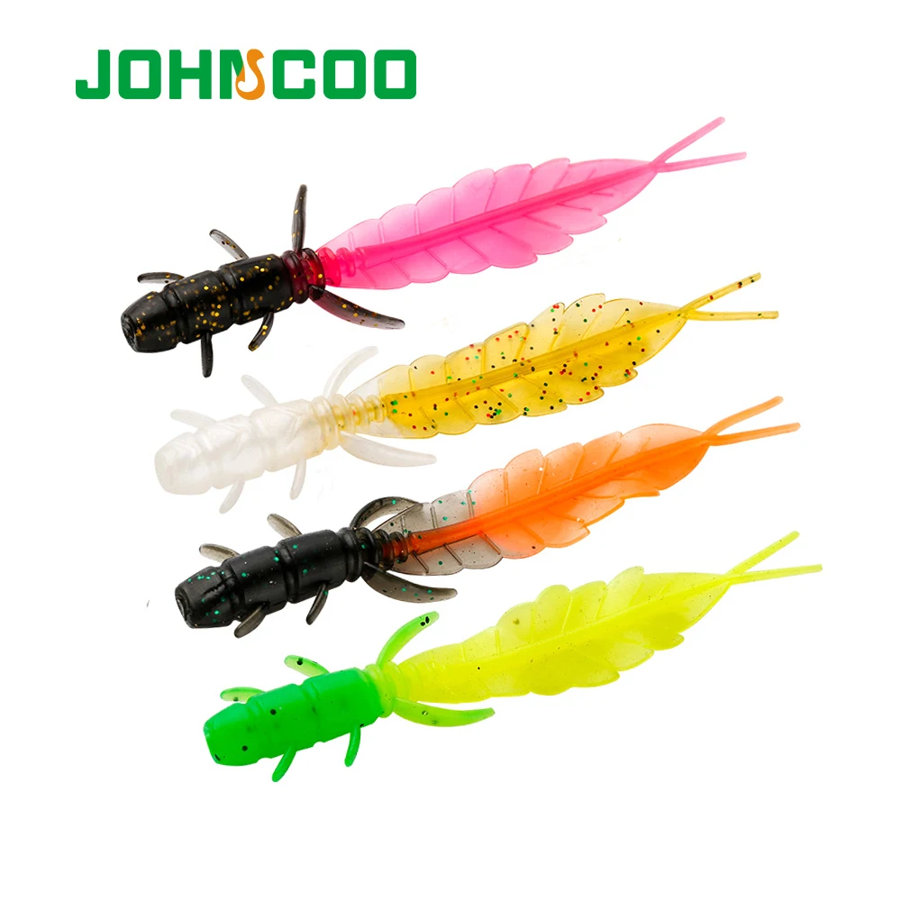JOHNCOO-señuelo de pesca de 12 piezas, cebo suave de silicona de 50mm y 75mm para perca Wobblers Swimbait, señuelo suave Artificial para trucha - imagen 3