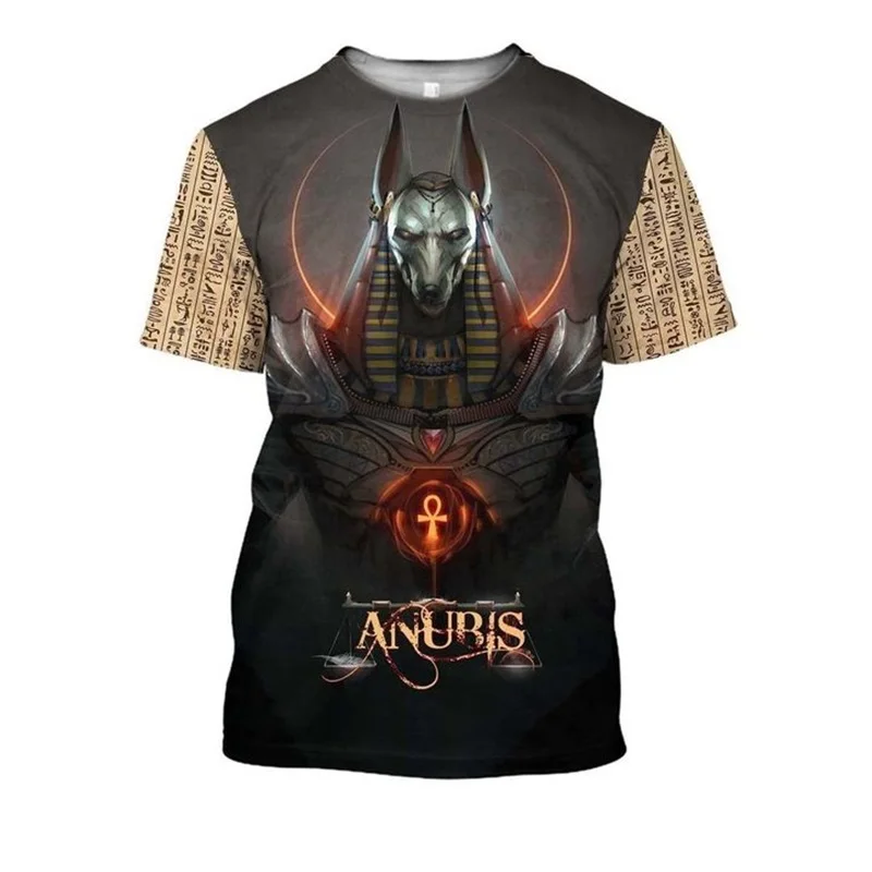 Antiguo Egipto faraón Ojo de Horus Anubis cara 3D impreso hombres camiseta Harajuku moda camisa de manga corta verano camiseta Unisex - imagen 2