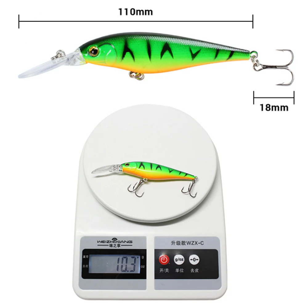 Señuelos de Pesca duros Minnow, cebos artificiales flotantes de plástico con anzuelo triple, 11cm, 10,3g, 1 unidad - imagen 2