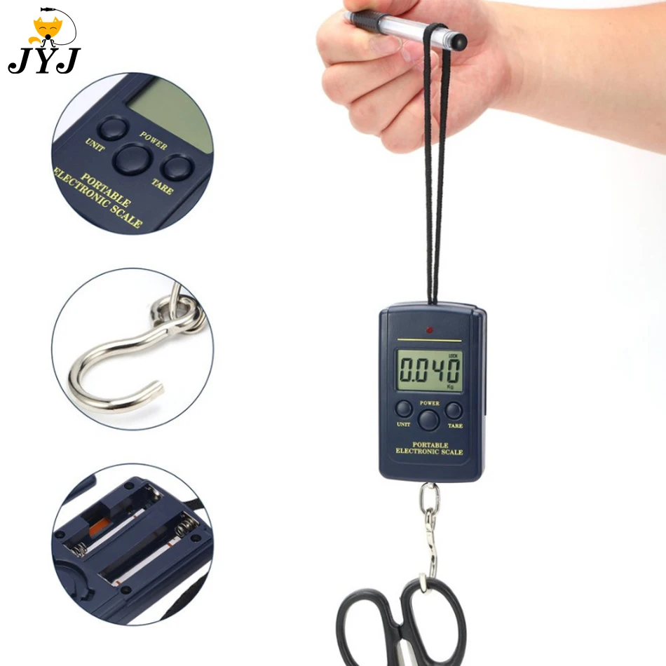 Mini báscula Digital de 40kg X 10g para equipaje de pesca, pesaje de viaje, balanza electrónica portátil con gancho para colgar, báscula de mano
