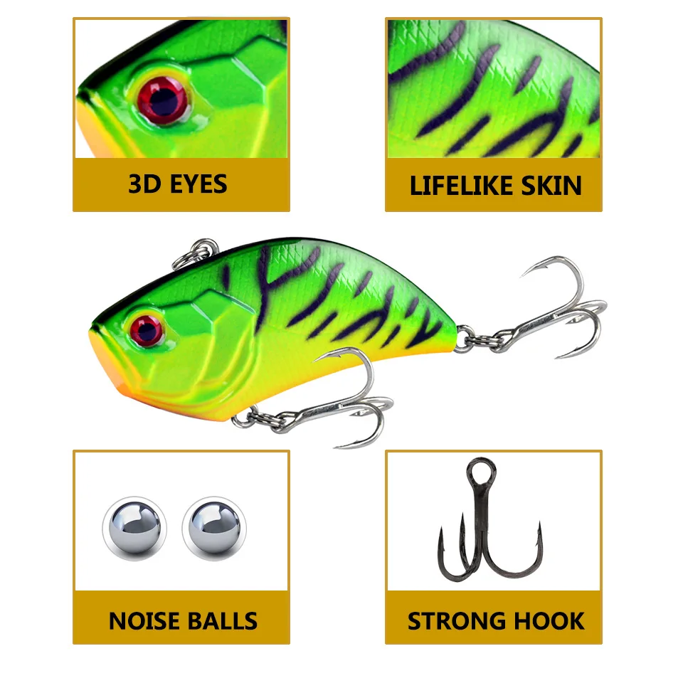 POETRYYI-señuelo de pesca con vibración, 5,5 cm, 14G, Lipless Crankbaits, plástico duro, VIB Artificial, aparejos de pesca de lubina - imagen 2
