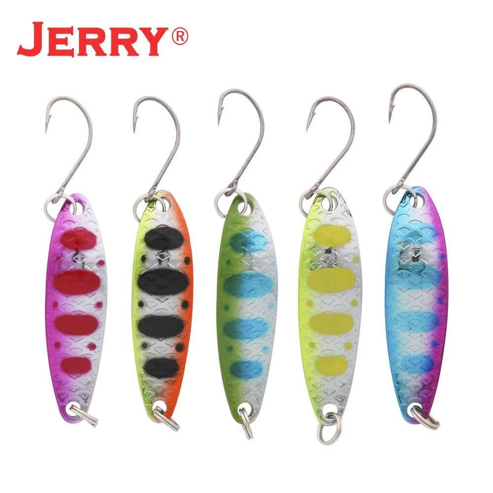 Jerry Andromeda-Señuelos de Pesca artificiales de 5 piezas y 5g, cucharas de Metal aleteadas de fundición larga, para invierno - imagen 5