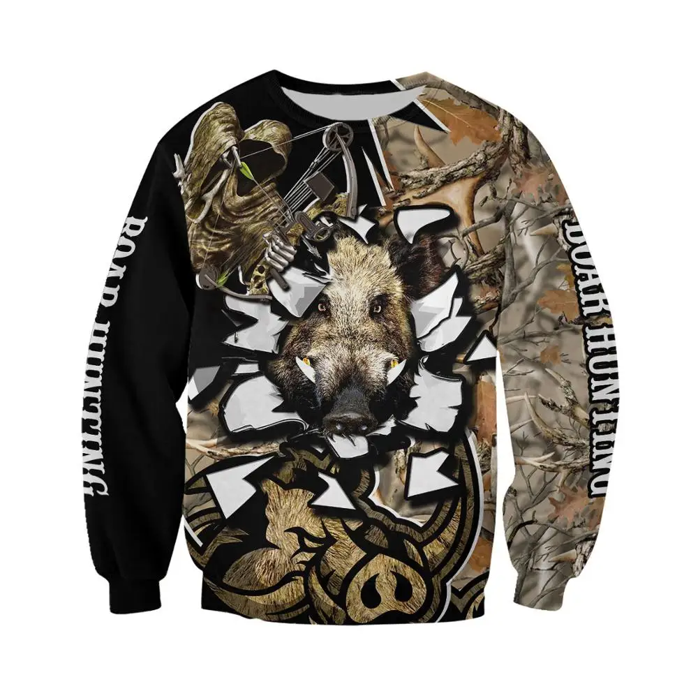 Sudaderas con capucha para hombre con estampado 3D de camuflaje de caza de jabalí, ropa de calle Harajuku, Jersey informal Unisex, chaqueta de otoño, chándales KJ0131 - imagen 2
