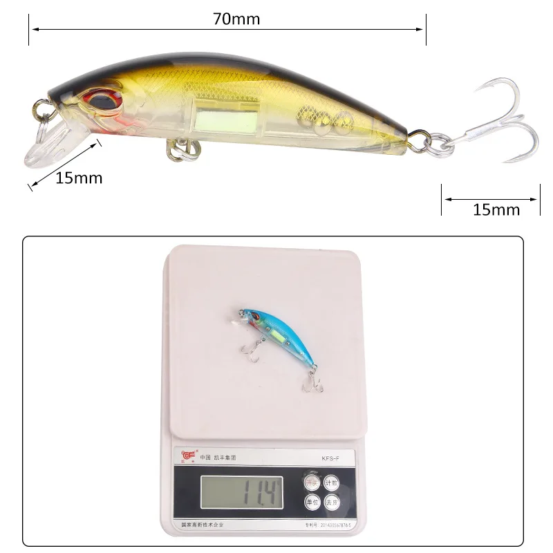 1 Uds. Señuelos de Pesca luminosos con ojos 3D, 7cm, 11,5g, plantilla que se hunde, Wobblers, cebo duro, Crankbait Artificial, Pesca nocturna