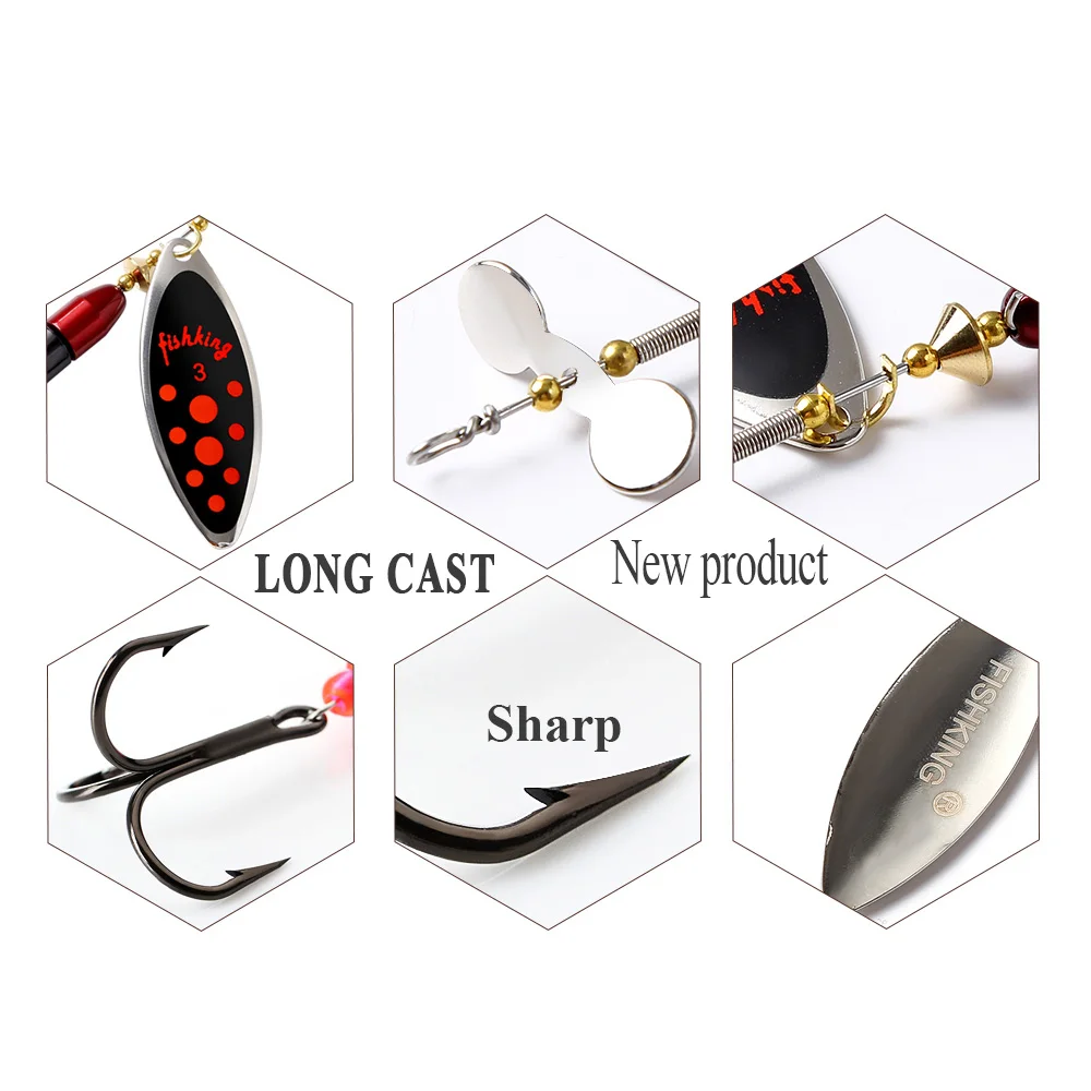 FISH KING Spinner Bait 30 colores con anzuelos triples cebo de lubina artificial señuelo de pesca accesorios de pesca al por mayor - imagen 5