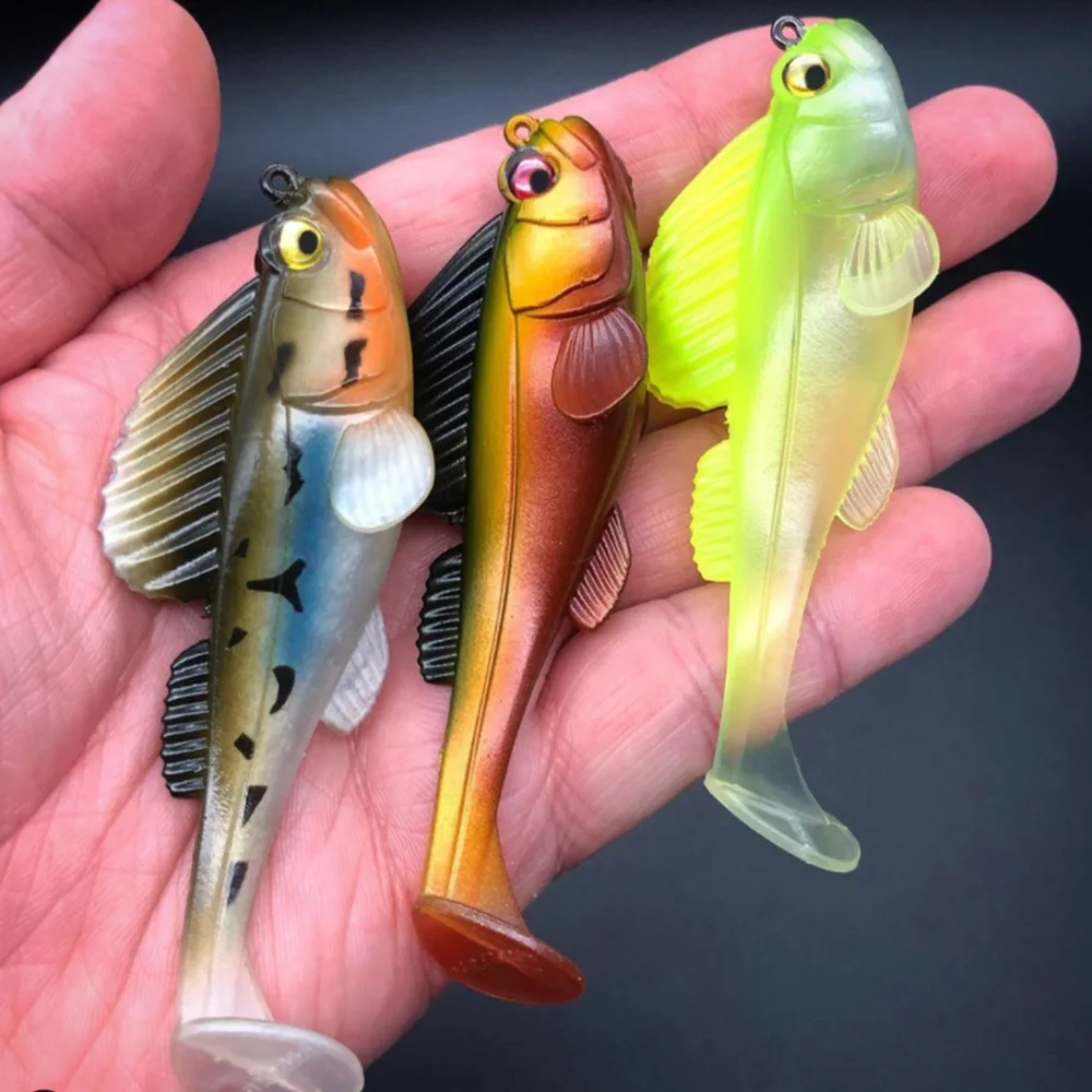 Señuelo de pesca Goby, 7cm, 14g, cabeza de plomo, cebo suave, Swimbaits, plantilla de pesca, cola de paleta, Lucio, señuelo de lubina - imagen 5