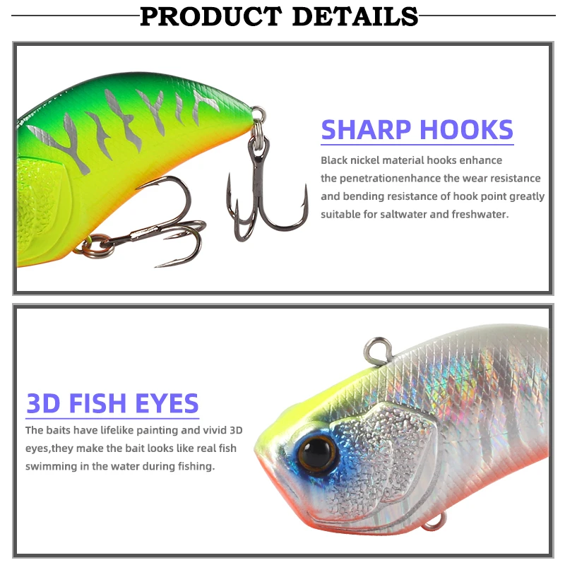 Cebo duro MAGIC WORKS Micro Jig VIB, vibración que se hunde, 55mm/12g, señuelo de pesca, Crankbait, Wobblers artificiales para Lucio - imagen 5