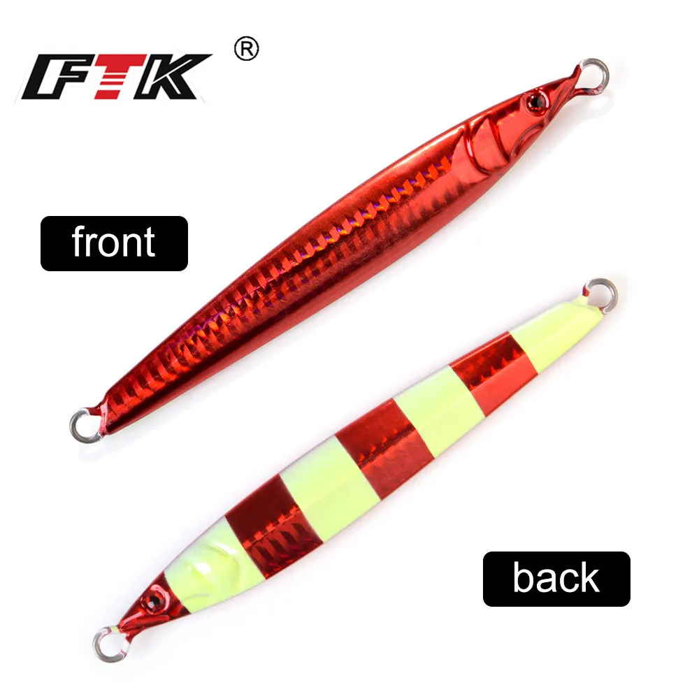 FTK plantilla luminosa señuelo de pesca de mar profundo 100g 120g 150g 200g 250g 300g Metal lento Jigging cebo Artificial duro Señuelos de Pesca - imagen 3