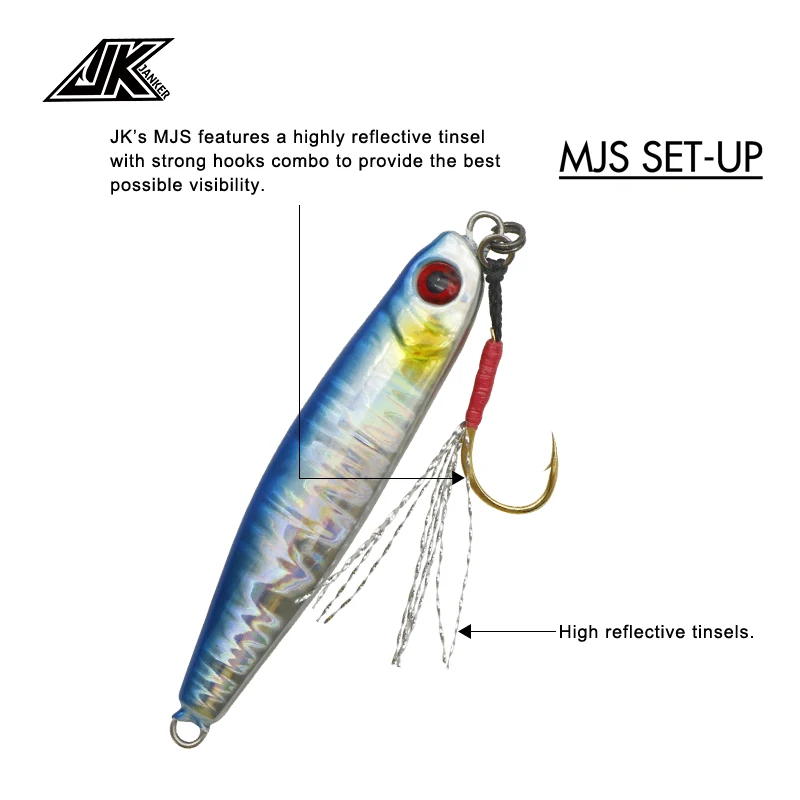 Anzuelo de pesca de mar pequeño JK, aparejo para Micro Jig, 7g, 15g, 30g, 40g, chapado en oro, línea de Kevlar de 5mm, anzuelos de Micro asistencia, plantilla ligera - imagen 4