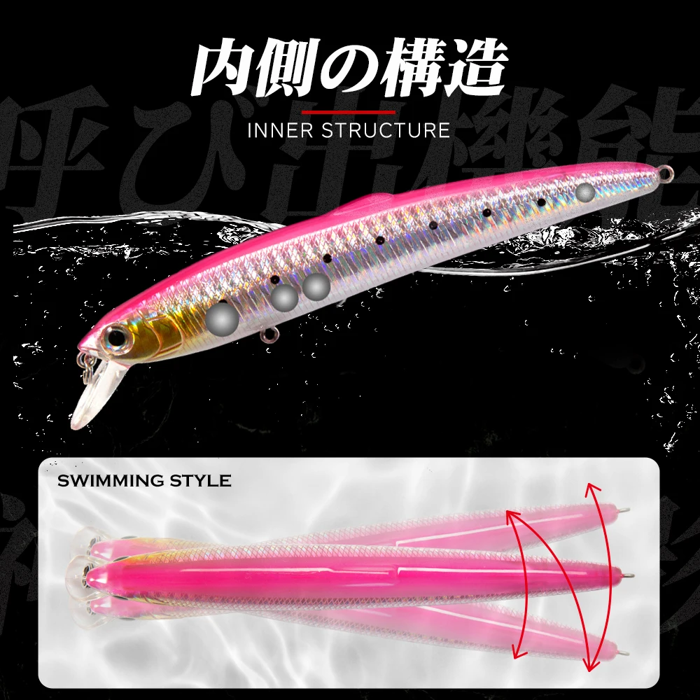 Señuelo de pesca Hunthouse Minnow, 90/125/147mm, señuelos flotantes duros, Jerkbait, aparejos de pesca artificiales para lubina y lucio, LW131 - imagen 3