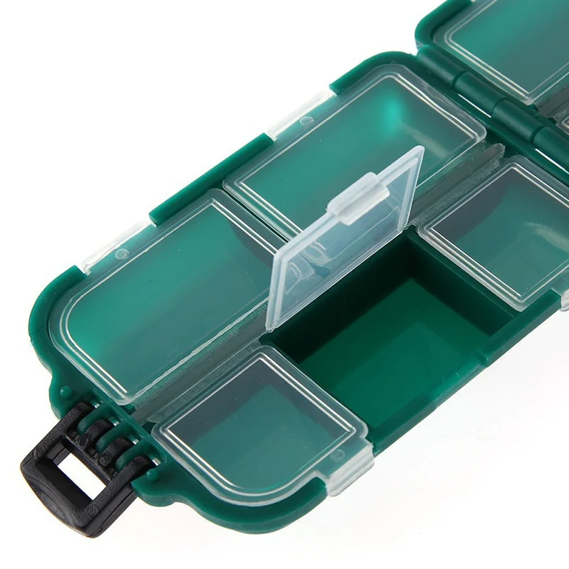 FLYSAND-Mini caja de almacenamiento de 10 compartimentos, aparejos de Pesca, cebo de Pesca, cuchara, gancho, caja de cebo, caja de dispositivos para Pesca - imagen 3