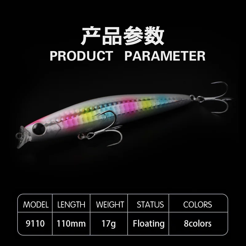 Accesorios de Pesca señuelo Minnow, peso de 17g, 110mm, cebo de superficie de Flaoting, equipo de Carpe, Isca Artificial, cebos Mino Leurre - imagen 3