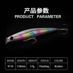 Señuelo Minnow de superficie 110mm 17g - Isca artificial para carpa