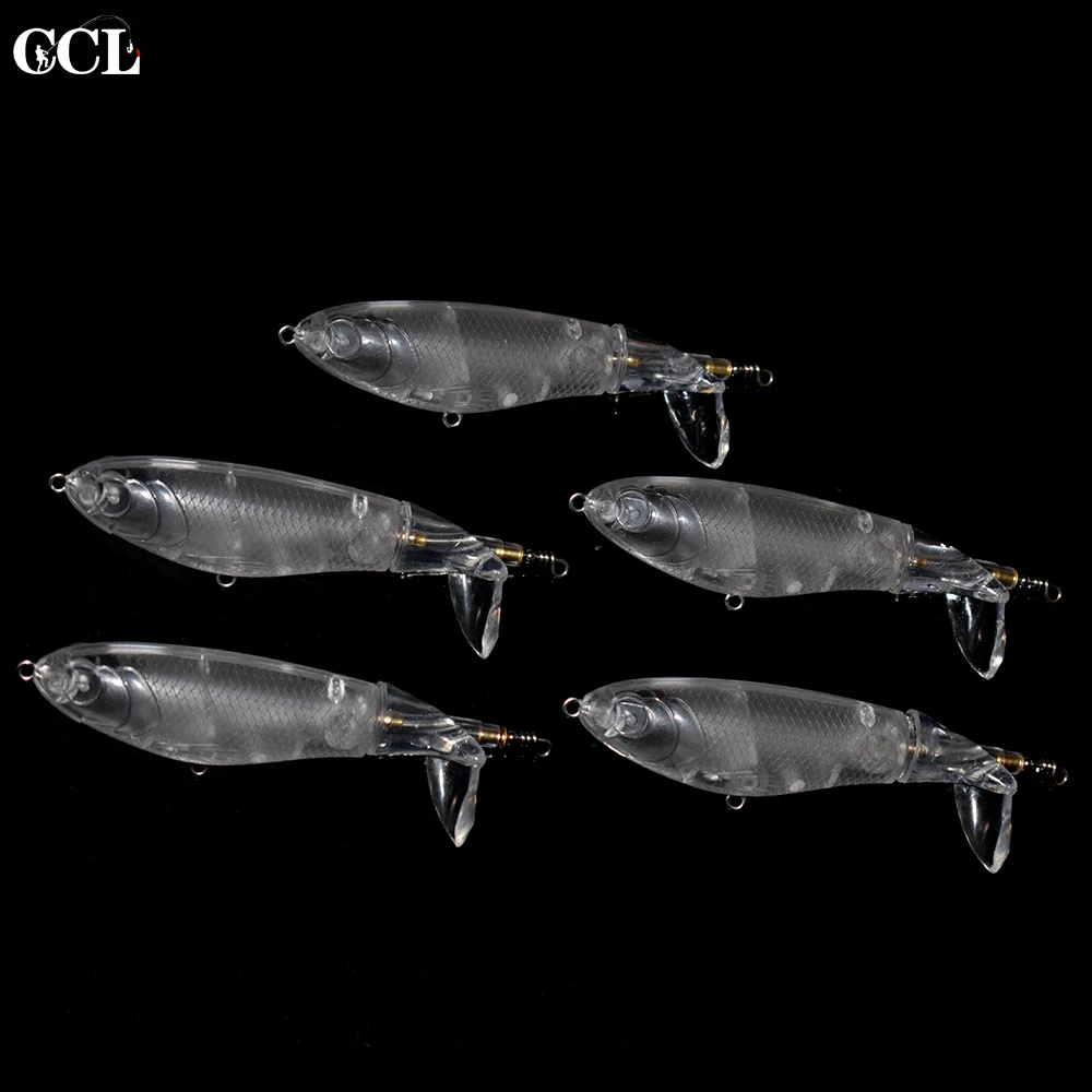 CCLTBA-cebo duro sin pintar, cuerpo transparente, Popper de agua superior, señuelos de pesca en blanco - imagen 3