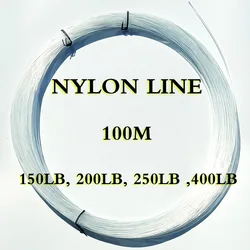 Línea líder de nailon pesado de 100m, línea marina de 150LB/200LB/250LB/300LB/400LB, línea súper fuerte