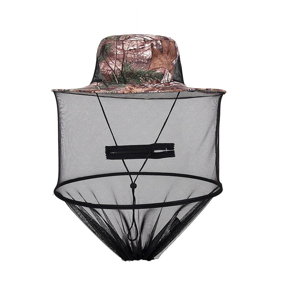 Sombrero de pesca antimosquitos de camuflaje con cubierta de cabeza de malla de red, sombrero de pescador, apicultura, máscara de Camping, gorras de protección facial X48A - imagen 5