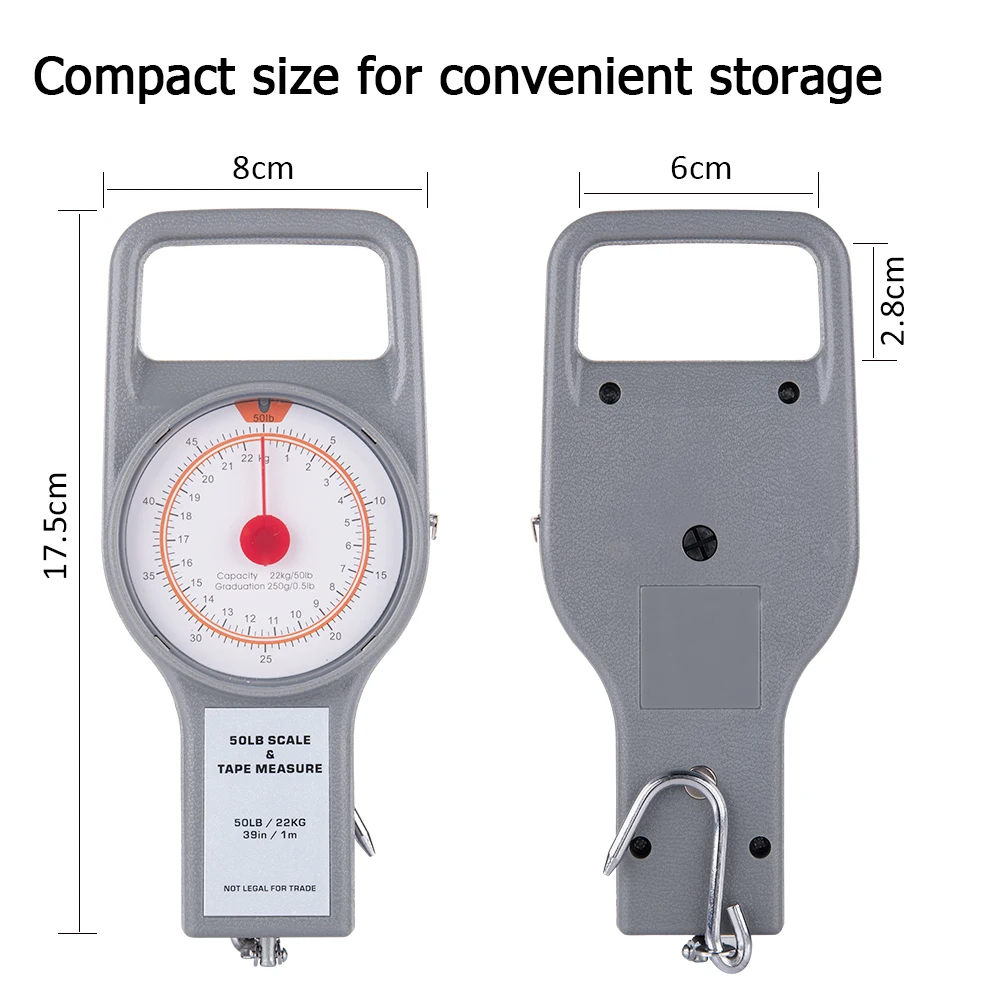 Goture-báscula de pesca portátil, peso máximo de 50lb/22KG, gancho colgante, accesorios de pesca, gancho de acero inoxidable - imagen 3