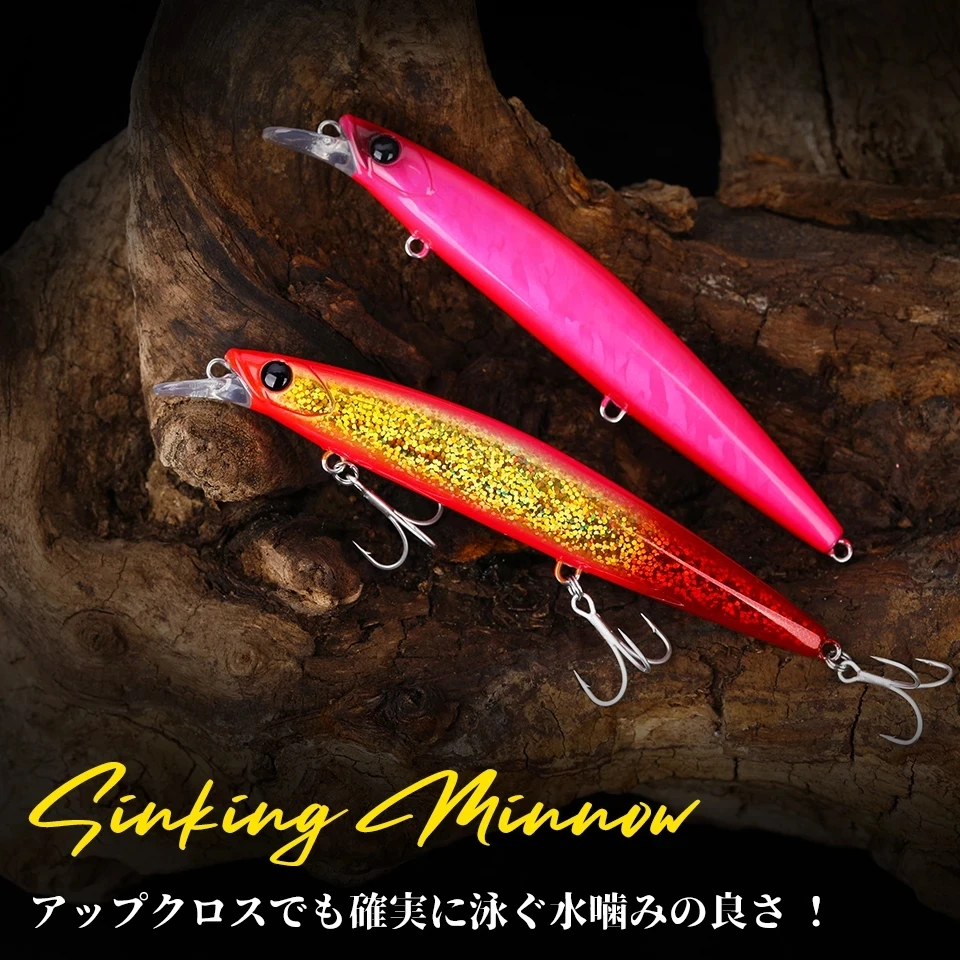 TSURINOYA-señuelo de pesca 135S, bayoneta de pececillo que se hunde, 135mm, 26,4g, señuelos profesionales de fundición larga para agua salada, cebos duros para lubina - imagen 5