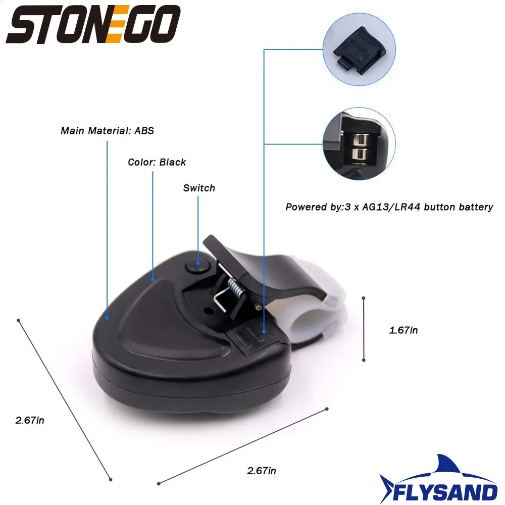 FLYSAND-alarma de picadura de pescado para pesca, zumbador electrónico en caña de pescar con sirena fuerte, indicador diurno y nocturno con batería - imagen 2