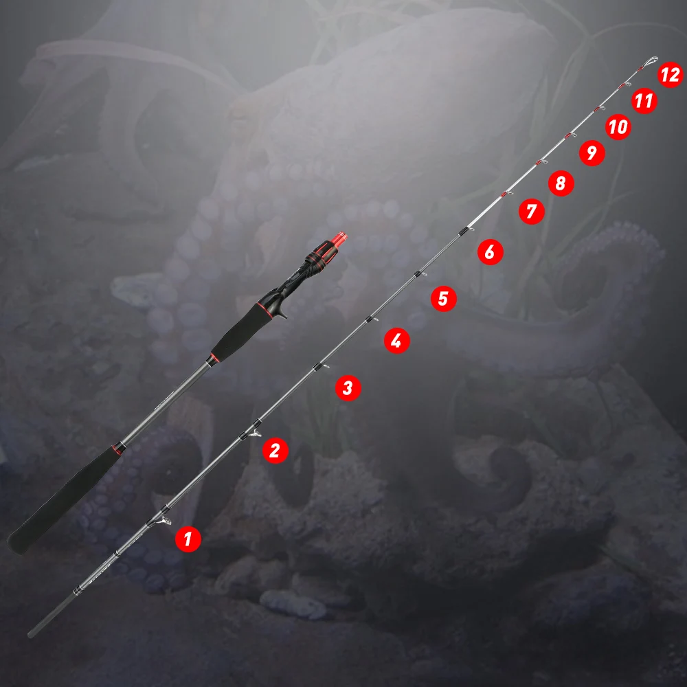 Caña de pescar para fundición, caña de Jigging lenta PE 0,6-1,5, caña de Jigging ligera, punta sólida, cola de goma, caña de pescar de pulpo de alta calidad - imagen 3