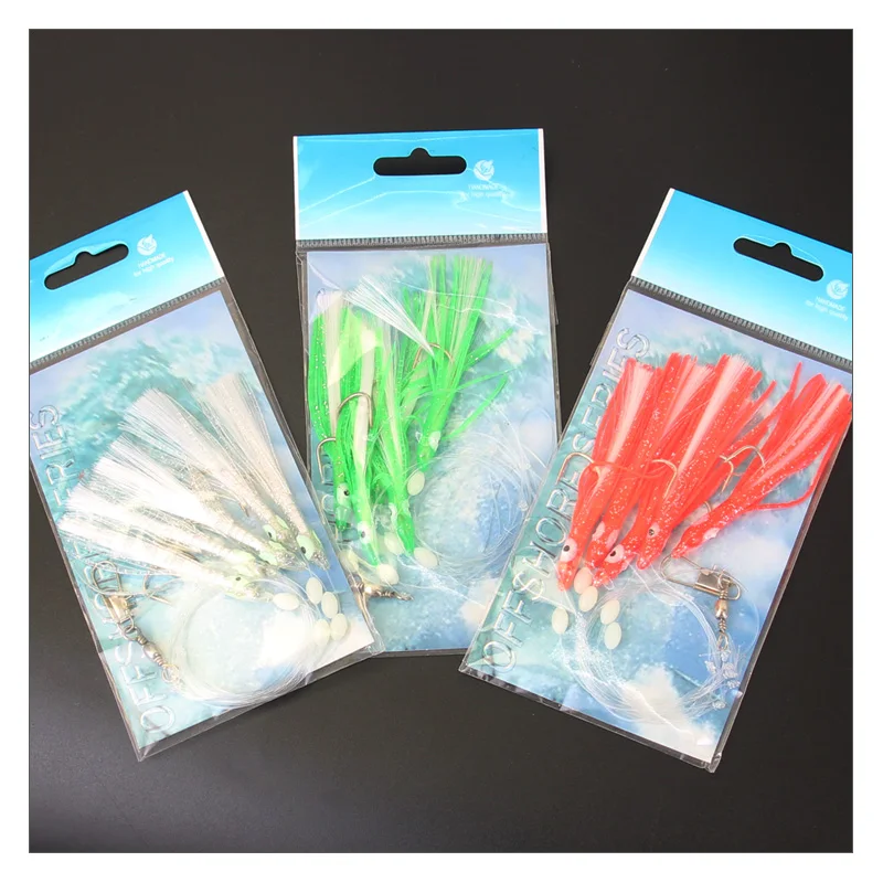 Mosodo-anzuelos de pesca Sabiki, señuelos suaves luminosos de piel de pescado, cebo giratorio a presión, aparejos de pesca de mar para caballa de arenque - imagen 3