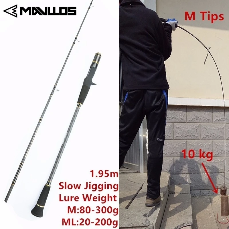 Mavllos-caña de pescar Osoul Jigging, señuelo de trucha de atún, 30-300g, M ML, punta de carbono, mango de fundición giratoria, caña de Jigging lenta para agua salada - imagen 2
