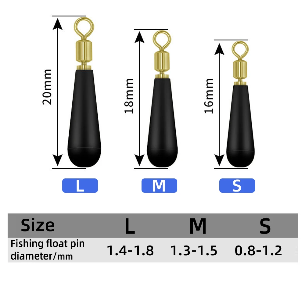 DNDYUJU-soportes de flotador de pesca, accesorio giratorio de cobre de 360 grados, giratorio libremente, soporte de silicona, aparejos de pesca, 50 unidades - imagen 2