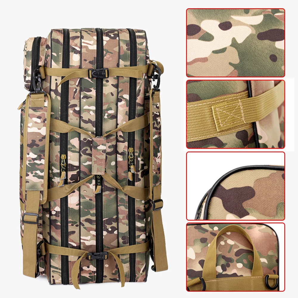 Bolsa de pesca Oxford de 3 capas para hombre, bolso de hombro para caña de pescar, mochila para aparejos, bolso para deporte al aire libre, 80cm/100cm/120cm, XA234G - imagen 3