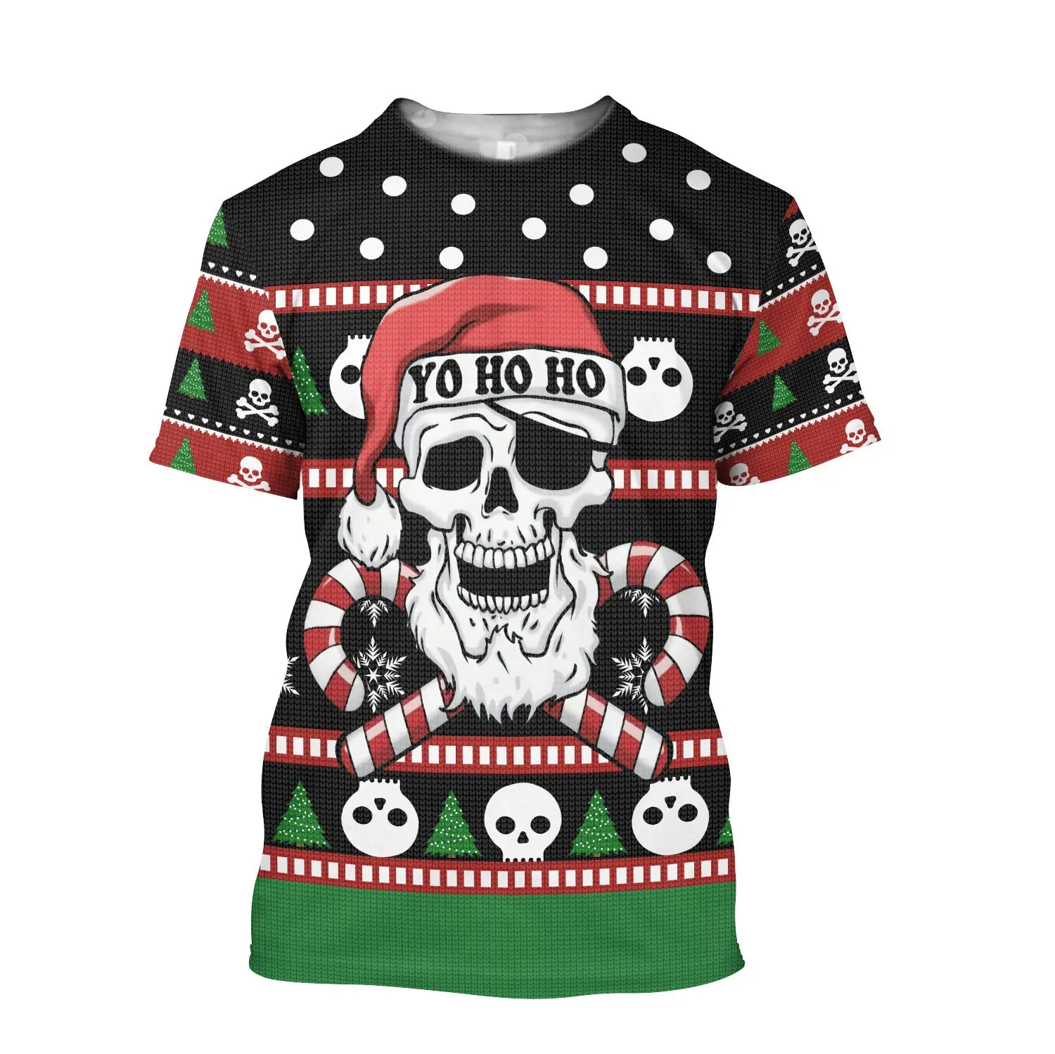 2025 camiseta fresca de verano para hombre calavera de Papá Noel Feliz Navidad impresión 3D Harajuku Camiseta de manga corta Unisex Casual tops TX234 - imagen 2