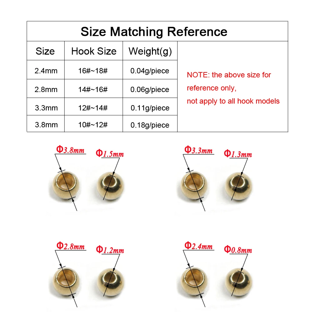 ICERIO-Cuentas de latón para atar moscas, materiales de atado de moscas, ninfa, Streamer Bugs, 50 unidades - imagen 2