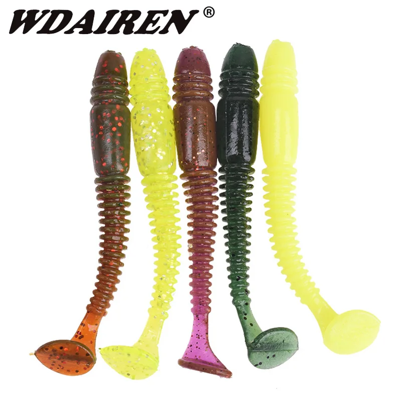 Señuelos blandos de pesca con olor a Camarón, Wobblers de 7,5 cm y 3,2g, Swimbaits con aparejos artificiales de silicona salada, lote de 5 unidades - imagen 5